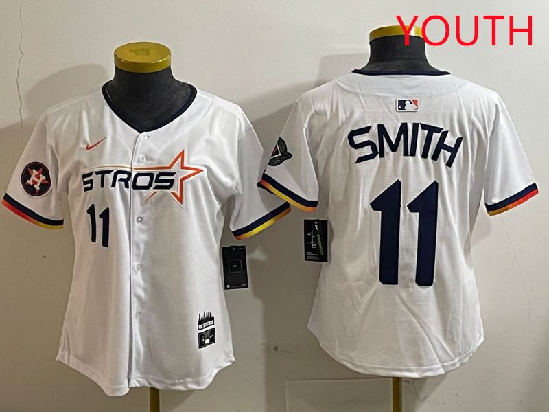 Youth Houston Astros #11 Smith White three generations Joint Name Nike 2025 MLB Jersey style 5->youth mlb jersey->Youth Jersey